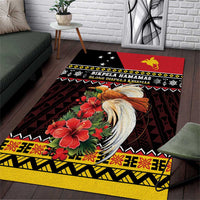 Papua New Guinea Christmas Area Rug Bird Of Paradise Hamamas Krismas LT05 Black - Polynesian Pride