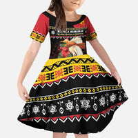 Papua New Guinea Christmas Family Matching Off Shoulder Maxi Dress and Hawaiian Shirt Bird Of Paradise Hamamas Krismas LT05 Daughter's Dress Black - Polynesian Pride