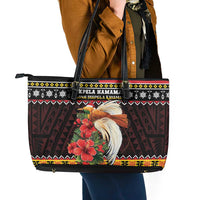 Papua New Guinea Christmas Leather Tote Bag Bird Of Paradise Hamamas Krismas LT05 - Polynesian Pride