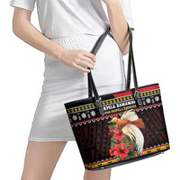 Papua New Guinea Christmas Leather Tote Bag Bird Of Paradise Hamamas Krismas LT05 - Polynesian Pride