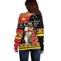 Papua New Guinea Christmas Off Shoulder Sweater Bird Of Paradise Hamamas Krismas LT05 - Polynesian Pride