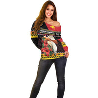 Papua New Guinea Christmas Off Shoulder Sweater Bird Of Paradise Hamamas Krismas LT05 - Polynesian Pride