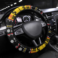 Papua New Guinea Christmas Steering Wheel Cover Bird Of Paradise Hamamas Krismas LT05 Universal Fit Black - Polynesian Pride