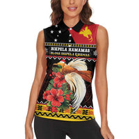 Papua New Guinea Christmas Women Sleeveless Polo Shirt Bird Of Paradise Hamamas Krismas LT05 - Polynesian Pride