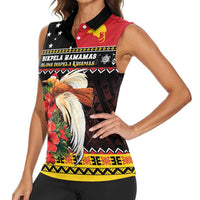 Papua New Guinea Christmas Women Sleeveless Polo Shirt Bird Of Paradise Hamamas Krismas LT05 - Polynesian Pride