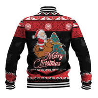 New Zealand Christmas Baseball Jacket Funny Santa Riding Kiwi Meri Kirihimete LT05 - Polynesian Pride