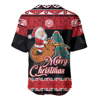 New Zealand Christmas Baseball Jersey Funny Santa Riding Kiwi Meri Kirihimete LT05 - Polynesian Pride
