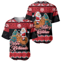 New Zealand Christmas Baseball Jersey Funny Santa Riding Kiwi Meri Kirihimete LT05 - Polynesian Pride