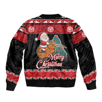New Zealand Christmas Bomber Jacket Funny Santa Riding Kiwi Meri Kirihimete LT05 - Polynesian Pride