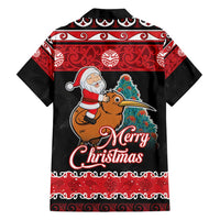 New Zealand Christmas Family Matching Puletasi and Hawaiian Shirt Funny Santa Riding Kiwi Meri Kirihimete LT05 - Polynesian Pride