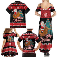 New Zealand Christmas Family Matching Summer Maxi Dress and Hawaiian Shirt Funny Santa Riding Kiwi Meri Kirihimete LT05 - Polynesian Pride