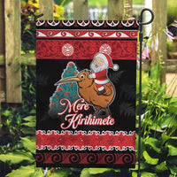 New Zealand Christmas Garden Flag Funny Santa Riding Kiwi Meri Kirihimete LT05 Garden Flag Black - Polynesian Pride