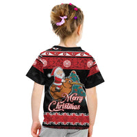 New Zealand Christmas Kid T Shirt Funny Santa Riding Kiwi Meri Kirihimete LT05 - Polynesian Pride
