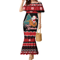 New Zealand Christmas Mermaid Dress Funny Santa Riding Kiwi Meri Kirihimete LT05 Women Black - Polynesian Pride