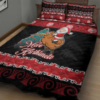New Zealand Christmas Quilt Bed Set Funny Santa Riding Kiwi Meri Kirihimete LT05 - Polynesian Pride