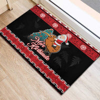 New Zealand Christmas Rubber Doormat Funny Santa Riding Kiwi Meri Kirihimete LT05 - Polynesian Pride