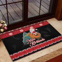 New Zealand Christmas Rubber Doormat Funny Santa Riding Kiwi Meri Kirihimete LT05 - Polynesian Pride
