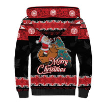 New Zealand Christmas Sherpa Hoodie Funny Santa Riding Kiwi Meri Kirihimete LT05 - Polynesian Pride
