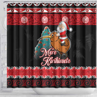 New Zealand Christmas Shower Curtain Funny Santa Riding Kiwi Meri Kirihimete LT05 - Polynesian Pride