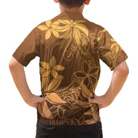 Tiare Tahiti Family Matching Off Shoulder Maxi Dress and Hawaiian Shirt Brown Polynesia Motifs LT05 - Polynesian Pride
