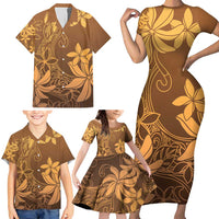 Tiare Tahiti Family Matching Short Sleeve Bodycon Dress and Hawaiian Shirt Brown Polynesia Motifs LT05 - Polynesian Pride
