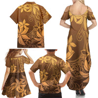 Tiare Tahiti Family Matching Summer Maxi Dress and Hawaiian Shirt Brown Polynesia Motifs LT05 - Polynesian Pride