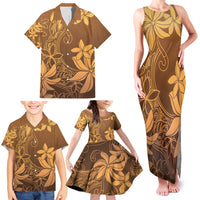 Tiare Tahiti Family Matching Tank Maxi Dress and Hawaiian Shirt Brown Polynesia Motifs LT05 - Polynesian Pride