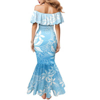 Tiare Tahiti Family Matching Mermaid Dress and Hawaiian Shirt Blue Polynesia Motifs LT05 - Polynesian Pride
