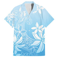 Tiare Tahiti Family Matching Summer Maxi Dress and Hawaiian Shirt Blue Polynesia Motifs LT05 Dad's Shirt - Short Sleeve Blue - Polynesian Pride