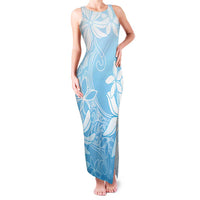 Tiare Tahiti Family Matching Tank Maxi Dress and Hawaiian Shirt Blue Polynesia Motifs LT05 Mom's Dress Blue - Polynesian Pride