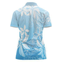 Tiare Tahiti Women Polo Shirt Blue Polynesia Motifs - Polynesian Pride