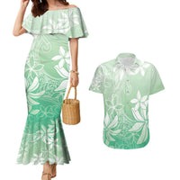 Tiare Tahiti Couples Matching Mermaid Dress and Hawaiian Shirt Matcha Polynesia Motifs LT05 Green - Polynesian Pride