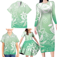 Tiare Tahiti Family Matching Long Sleeve Bodycon Dress and Hawaiian Shirt Matcha Polynesia Motifs LT05 - Polynesian Pride