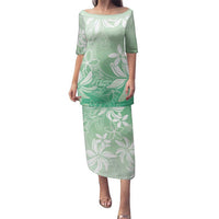 Tiare Tahiti Family Matching Puletasi and Hawaiian Shirt Matcha Polynesia Motifs LT05 Mom's Dress Green - Polynesian Pride