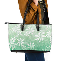 Tiare Tahiti Leather Tote Bag Matcha Polynesia Motifs - Polynesian Pride