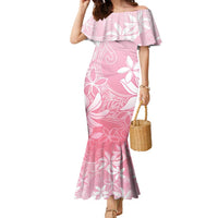 Tiare Tahiti Family Matching Mermaid Dress and Hawaiian Shirt Pink Polynesia Motifs LT05 Mom's Dress Pink - Polynesian Pride
