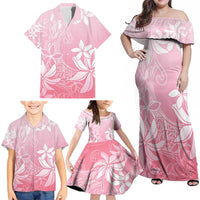 Tiare Tahiti Family Matching Off Shoulder Maxi Dress and Hawaiian Shirt Pink Polynesia Motifs LT05 - Polynesian Pride