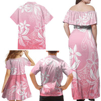 Tiare Tahiti Family Matching Off Shoulder Maxi Dress and Hawaiian Shirt Pink Polynesia Motifs LT05 - Polynesian Pride