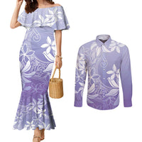 Tiare Tahiti Couples Matching Mermaid Dress and Long Sleeve Button Shirt Purple Polynesia Motifs LT05 Purple - Polynesian Pride