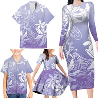 Tiare Tahiti Family Matching Long Sleeve Bodycon Dress and Hawaiian Shirt Purple Polynesia Motifs LT05 - Polynesian Pride