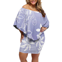 Tiare Tahiti Family Matching Off Shoulder Short Dress and Hawaiian Shirt Purple Polynesia Motifs LT05 Mom's Dress Purple - Polynesian Pride