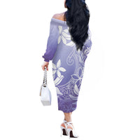Tiare Tahiti Off The Shoulder Long Sleeve Dress Purple Polynesia Motifs - Polynesian Pride