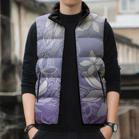 Tiare Tahiti Sleeveless Puffer Jacket Purple Polynesia Motifs LT05 - Polynesian Pride