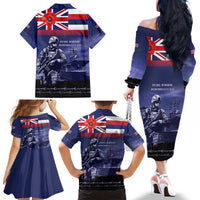 Hawaii Pearl Harbor Remembrance Day Family Matching Off The Shoulder Long Sleeve Dress and Hawaiian Shirt Flag Style LT05 - Polynesian Pride