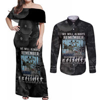 Personalized Pearl Harbor Remembrance Day Couples Matching Off Shoulder Maxi Dress and Long Sleeve Button Shirt We Will Always Remember