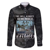 Personalized Pearl Harbor Remembrance Day Family Matching Off The Shoulder Long Sleeve Dress and Hawaiian Shirt We Will Always Remember LT05 Dad's Shirt - Long Sleeve Black - Polynesian Pride