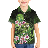 New Zealand Aotearoa Kakapo Family Matching Long Sleeve Bodycon Dress and Hawaiian Shirt Maori Pattern With Manuka Galaxy Style LT05 - Polynesian Pride