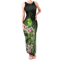 New Zealand Aotearoa Kakapo Family Matching Tank Maxi Dress and Hawaiian Shirt Maori Pattern With Manuka Galaxy Style LT05 Green - Polynesian Pride