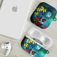 New Zealand Tui Bird AirPods Case Maori Koru With Pohutukawa Galaxy Style LT05 - Polynesian Pride