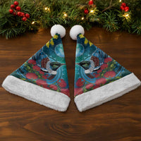 New Zealand Tui Bird Christmas Santa Hat Maori Koru With Pohutukawa Galaxy Style LT05 - Polynesian Pride